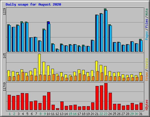 Daily usage for August 2020