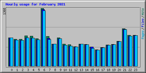 Hourly usage for February 2021